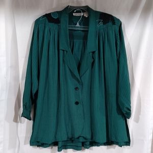 Marc D'Alcy Paris 2 PC Emerald Embellished Suit Separates  Jacket 6 Skir…